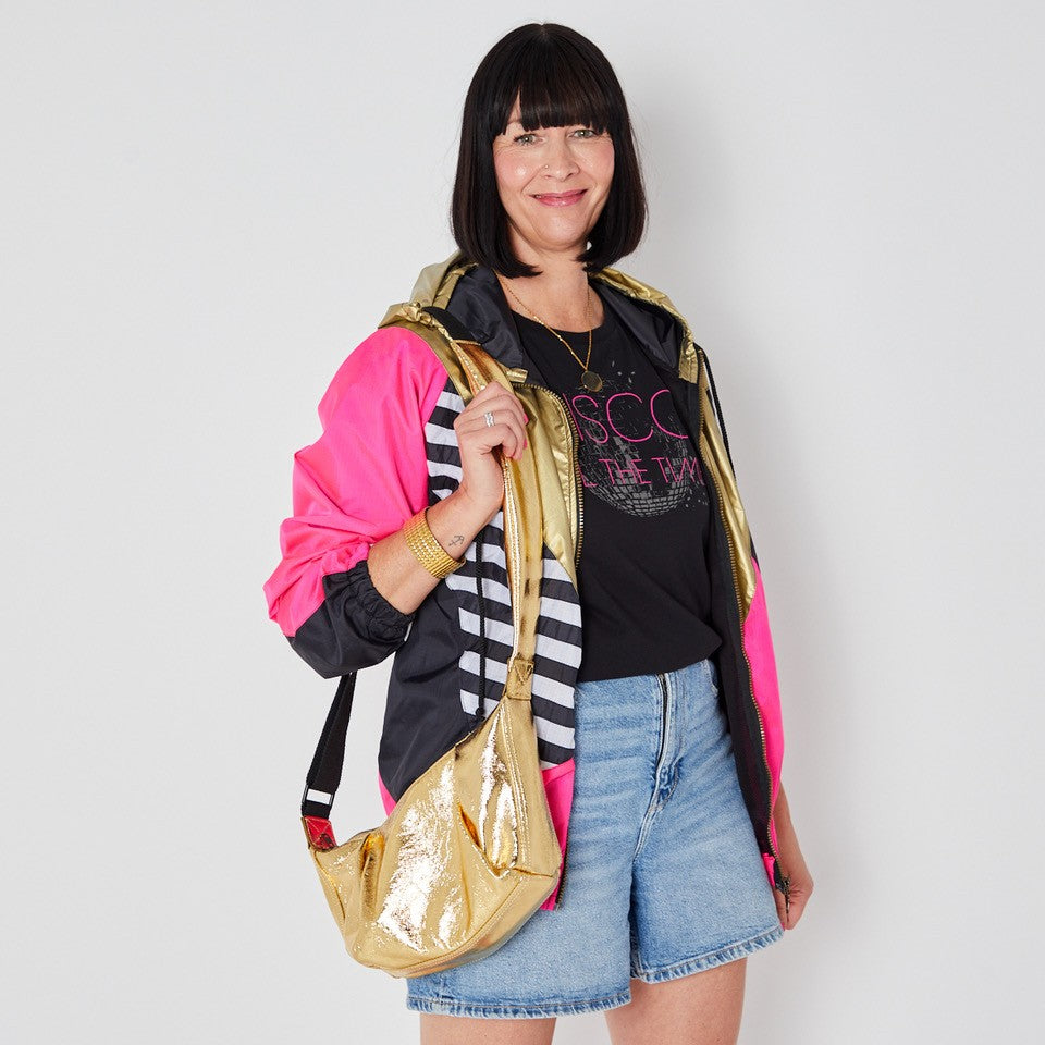 Gold Leather Crossbody Bag