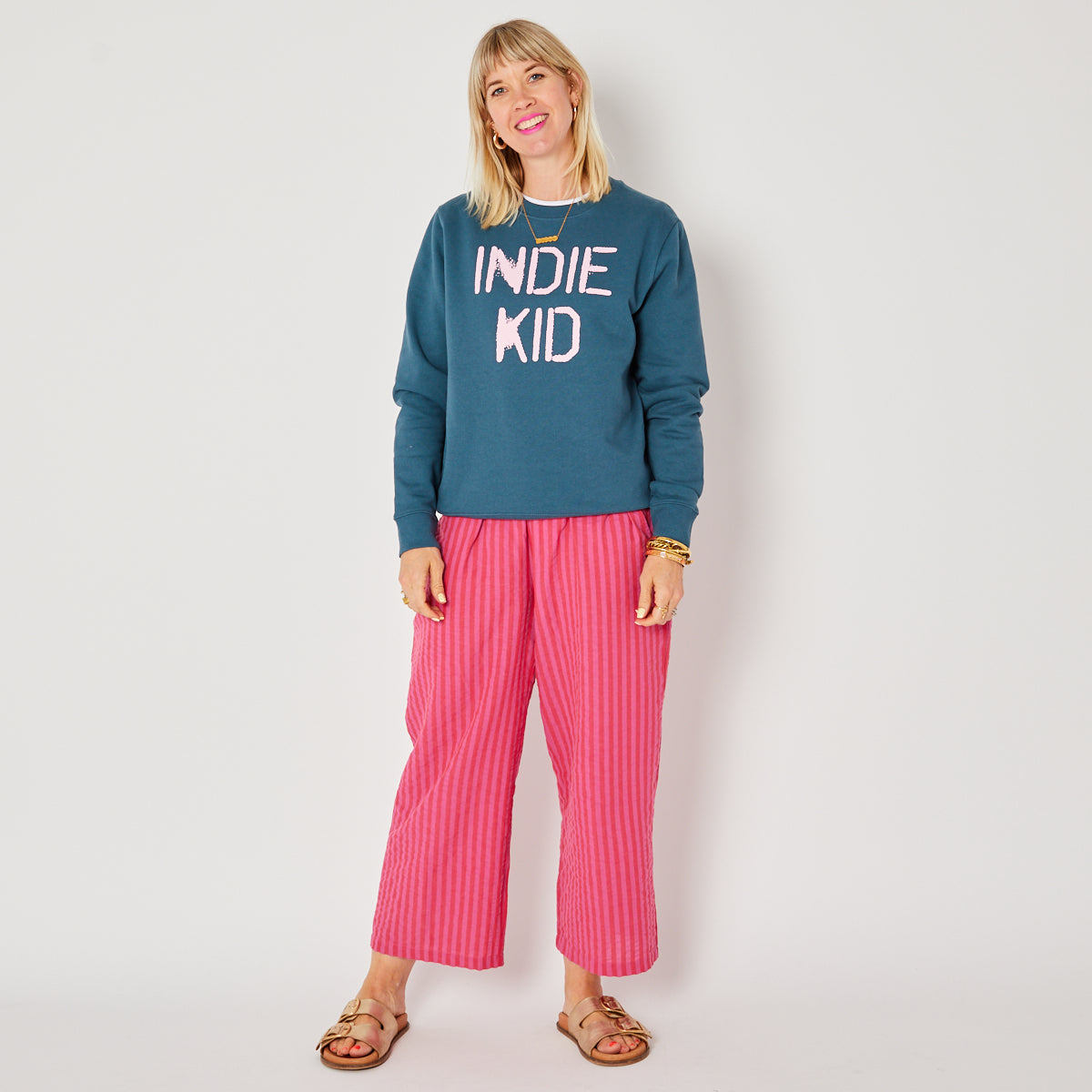 Striped Pink Cropped Trousers