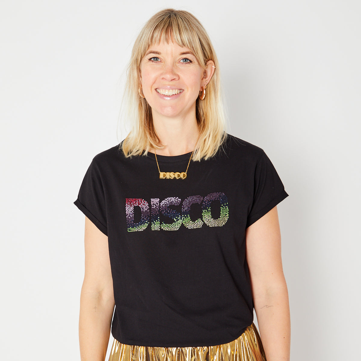 Black Disco Embellished Tshirt Disko Kids Womenswear