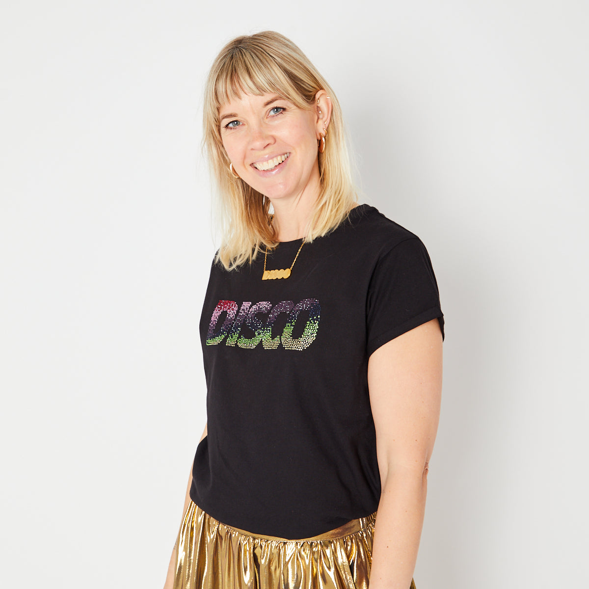 Black Disco Embellished Tshirt Disko Kids Womenswear