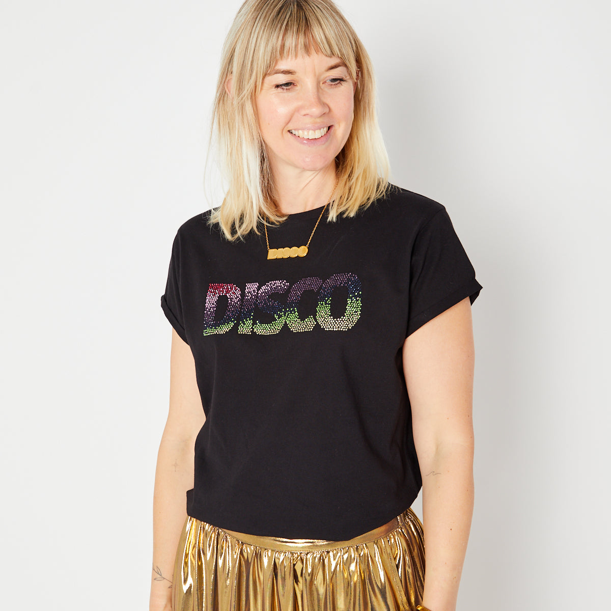 Black Disco Embellished Tshirt Disko Kids Womenswear