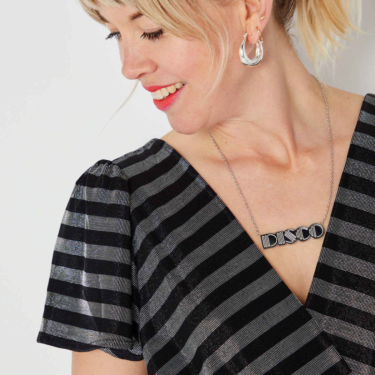 Disco silver  Necklace Pendant Large Disko Kids 