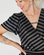 Black & Silver Metallic stripe jumpsuit - Disko Kids