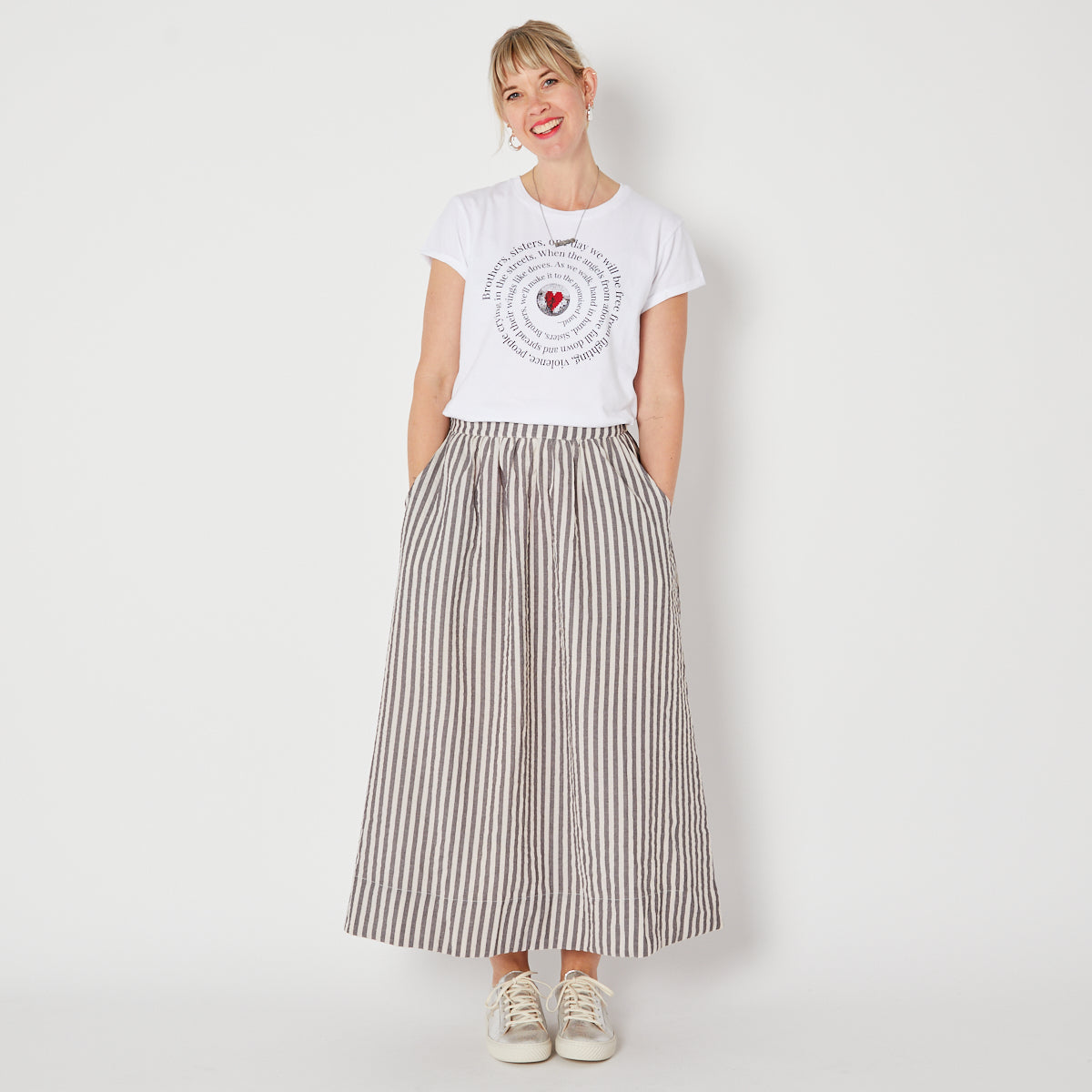 Stripe cotton a line skirt summer festival disko kids 