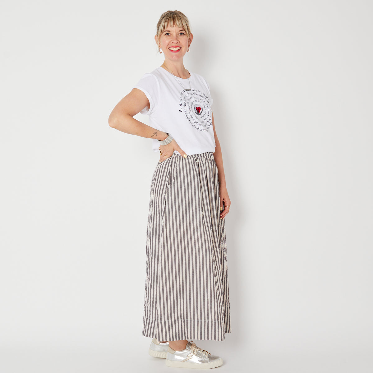 Stripe cotton a line skirt summer festival disko kids 