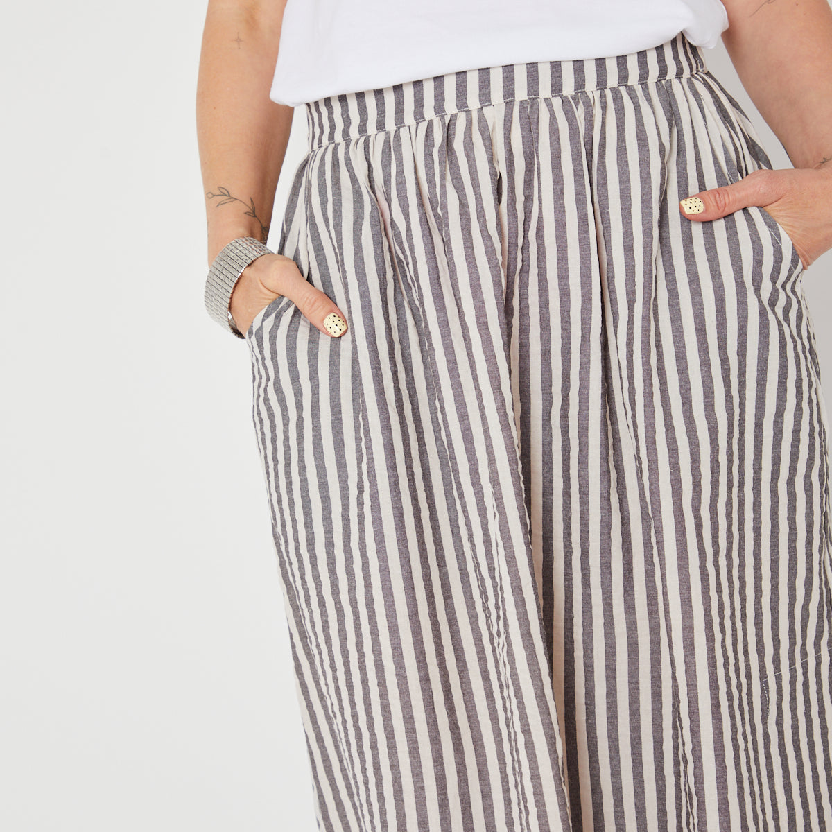 Stripe cotton a line skirt summer festival disko kids 