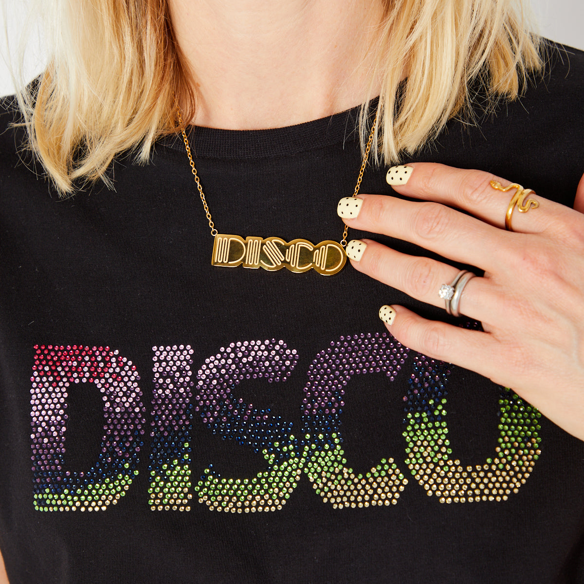Black Disco Embellished Tshirt Disko Kids Womenswear