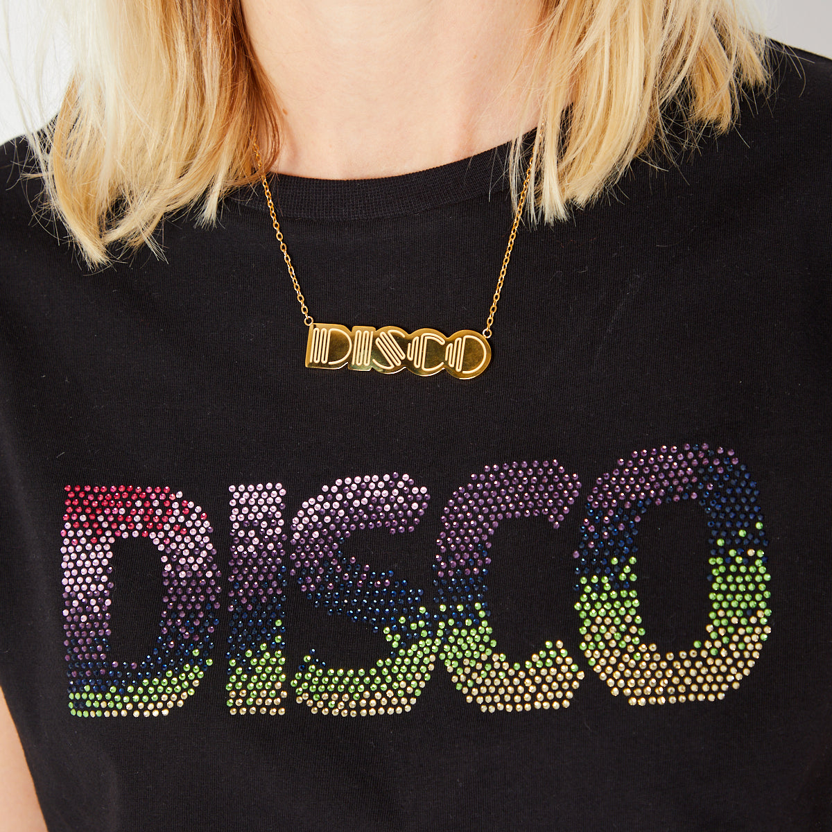 Disco Gold  Necklace Pendant Large Disko Kids 