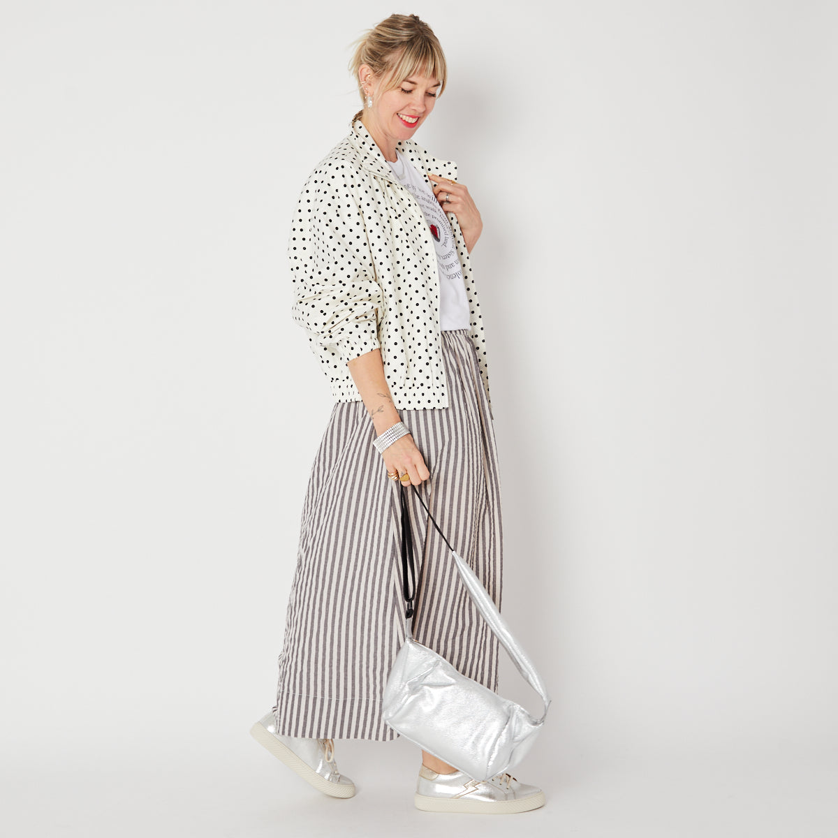 Stripe cotton a line skirt summer festival disko kids 