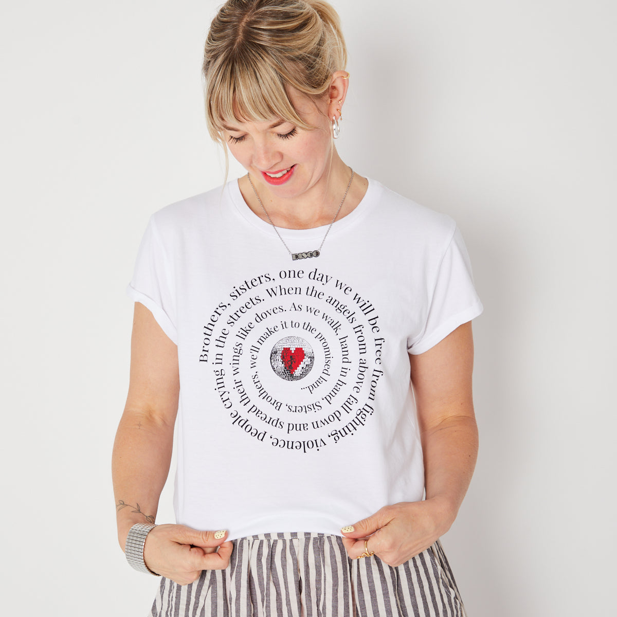 Brothers, Sisters tshirt with black & red ink - Disko Kids