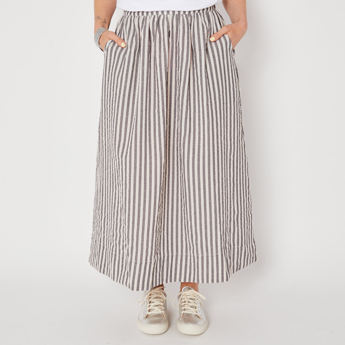 Stripe cotton a line skirt summer festival disko kids 