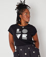Womens black tshirt with silver 'LOVE' disco ball print - Disko Kids