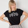 Womens 1976 black tshirt with silver print - Disko Kids