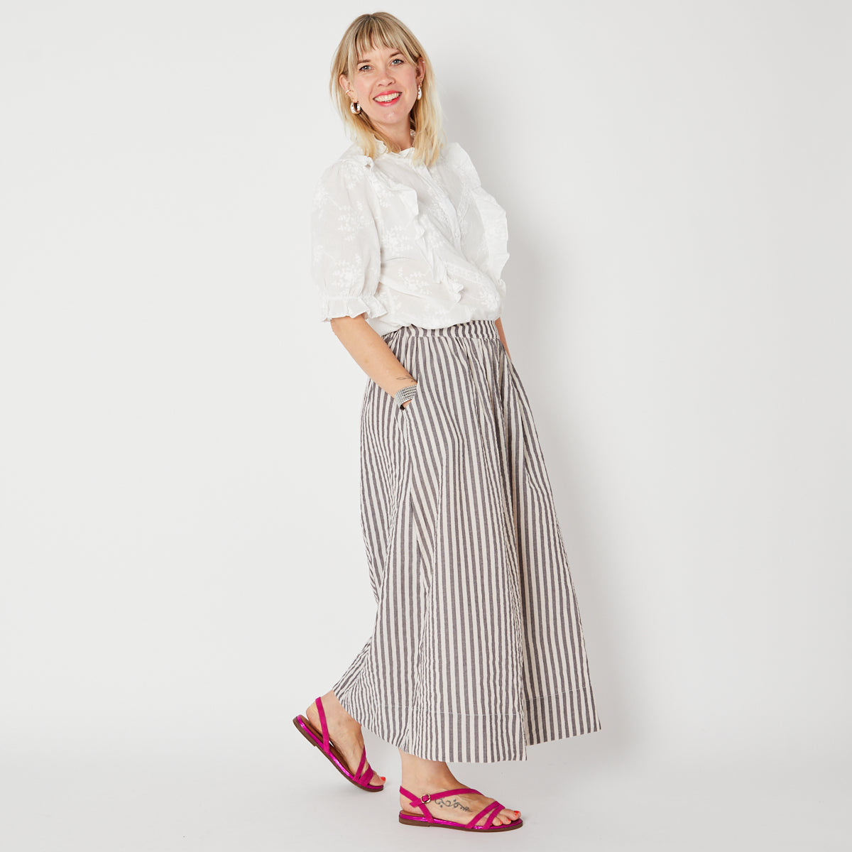 Stripe cotton a line skirt summer festival disko kids 