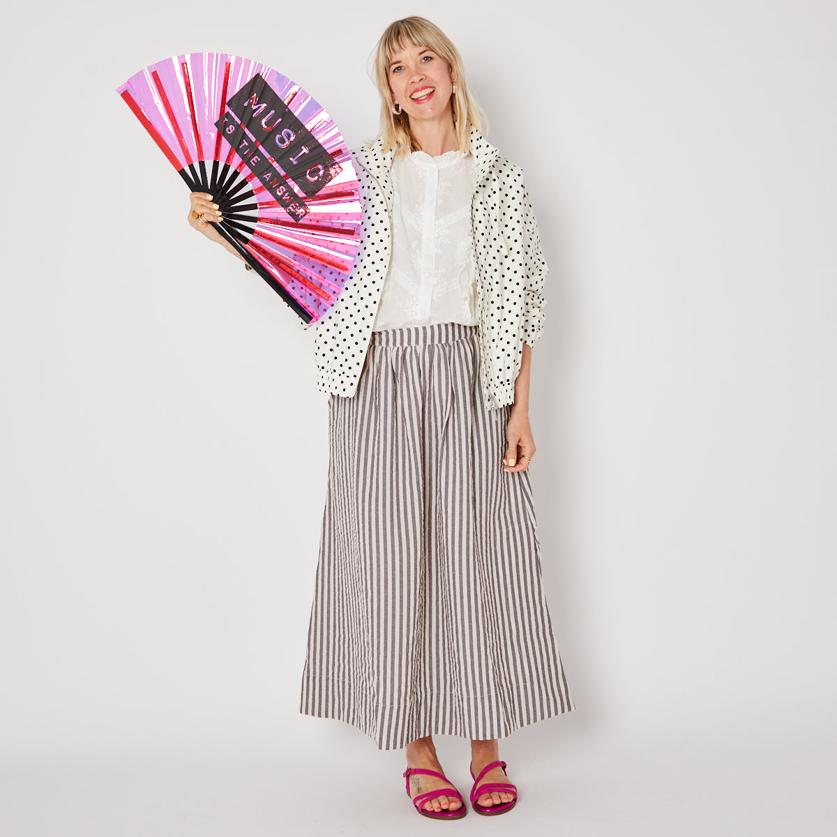 Stripe cotton a line skirt summer festival disko kids 
