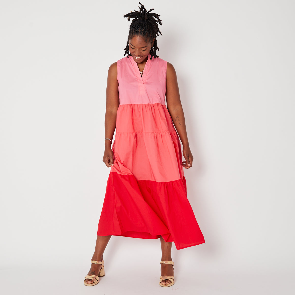 Pink Tiered Womens Dress - Disko Kids