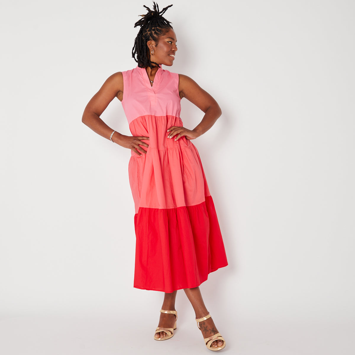 Pink Tiered Womens Dress - Disko Kids