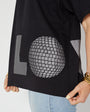 Womens black tshirt with Love design disco ball disko kids