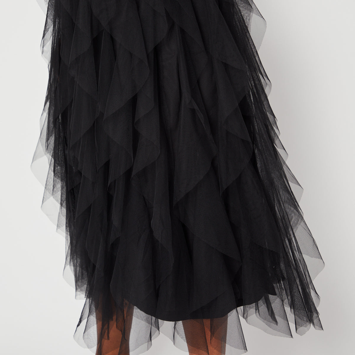 Womens black tulle skirt with frill layers