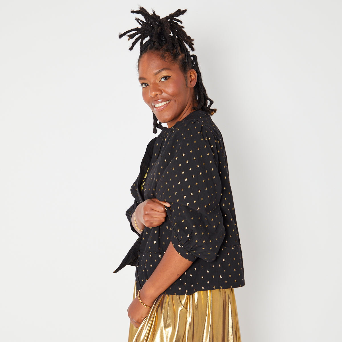 Black & Gold cotton Reversible Jacket, festival  -Disko Kids