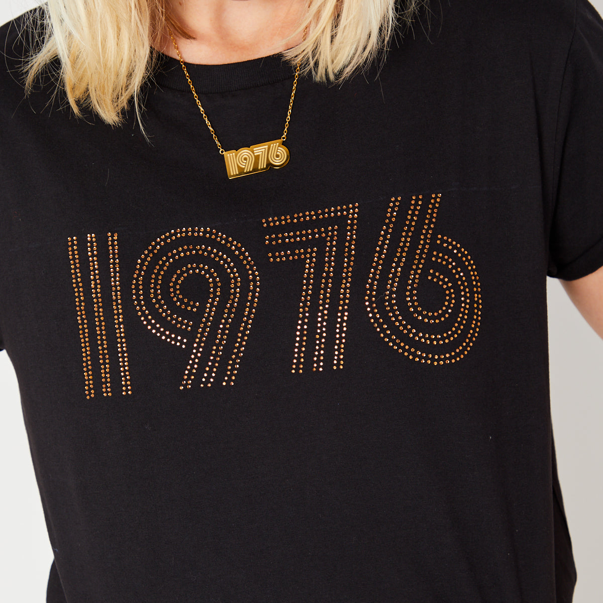 1976 embellished tshirt gold disko kids
