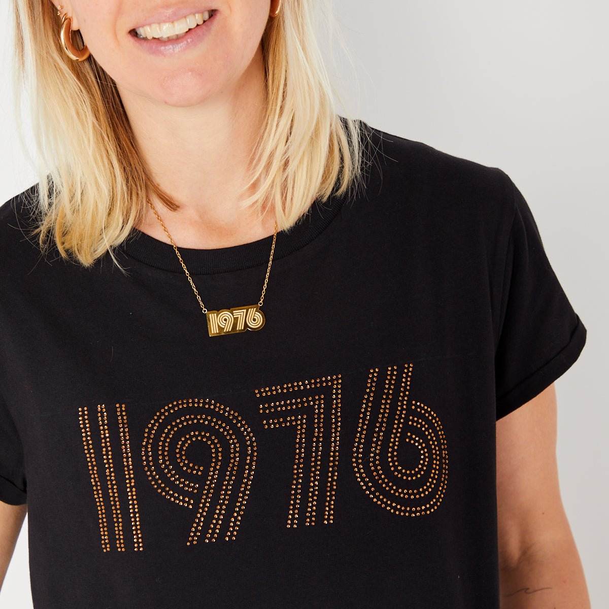 Gold 1976 Birthday Present Pendant Necklace - Disko Kids