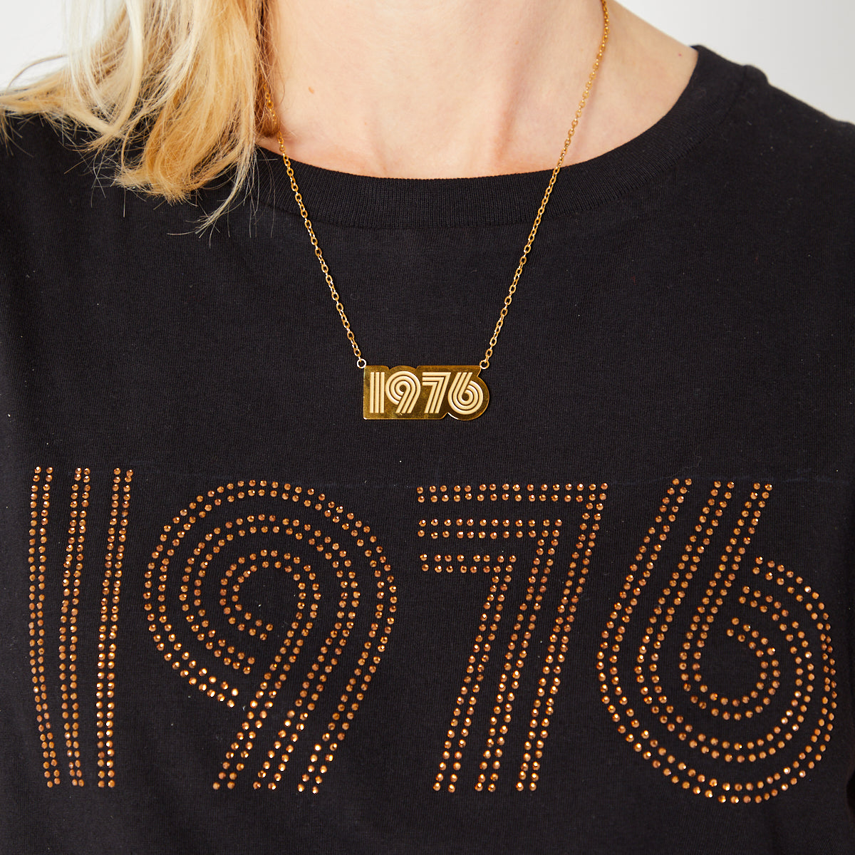 Gold 1976 Birthday Present Pendant Necklace - Disko Kids
