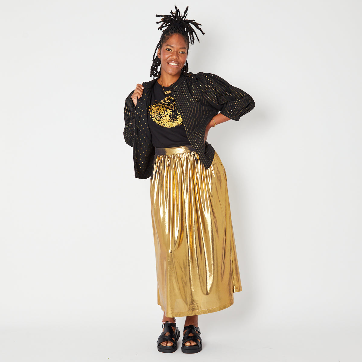 Black & Gold cotton Reversible Jacket, festival  -Disko Kids