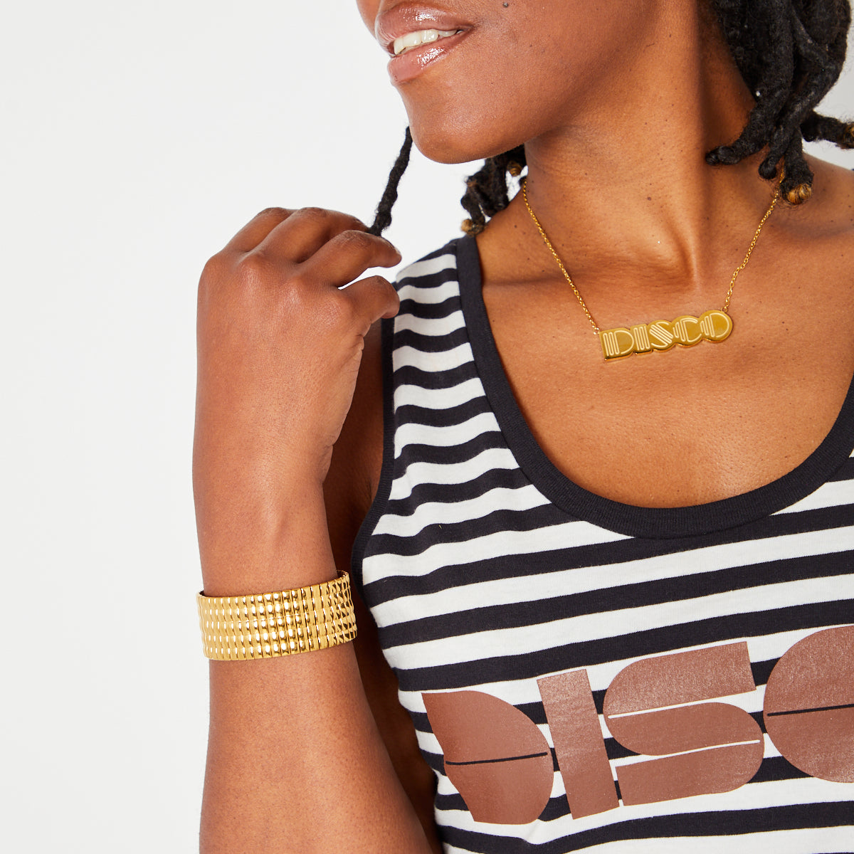 Disco Gold  Necklace Pendant Large Disko Kids 