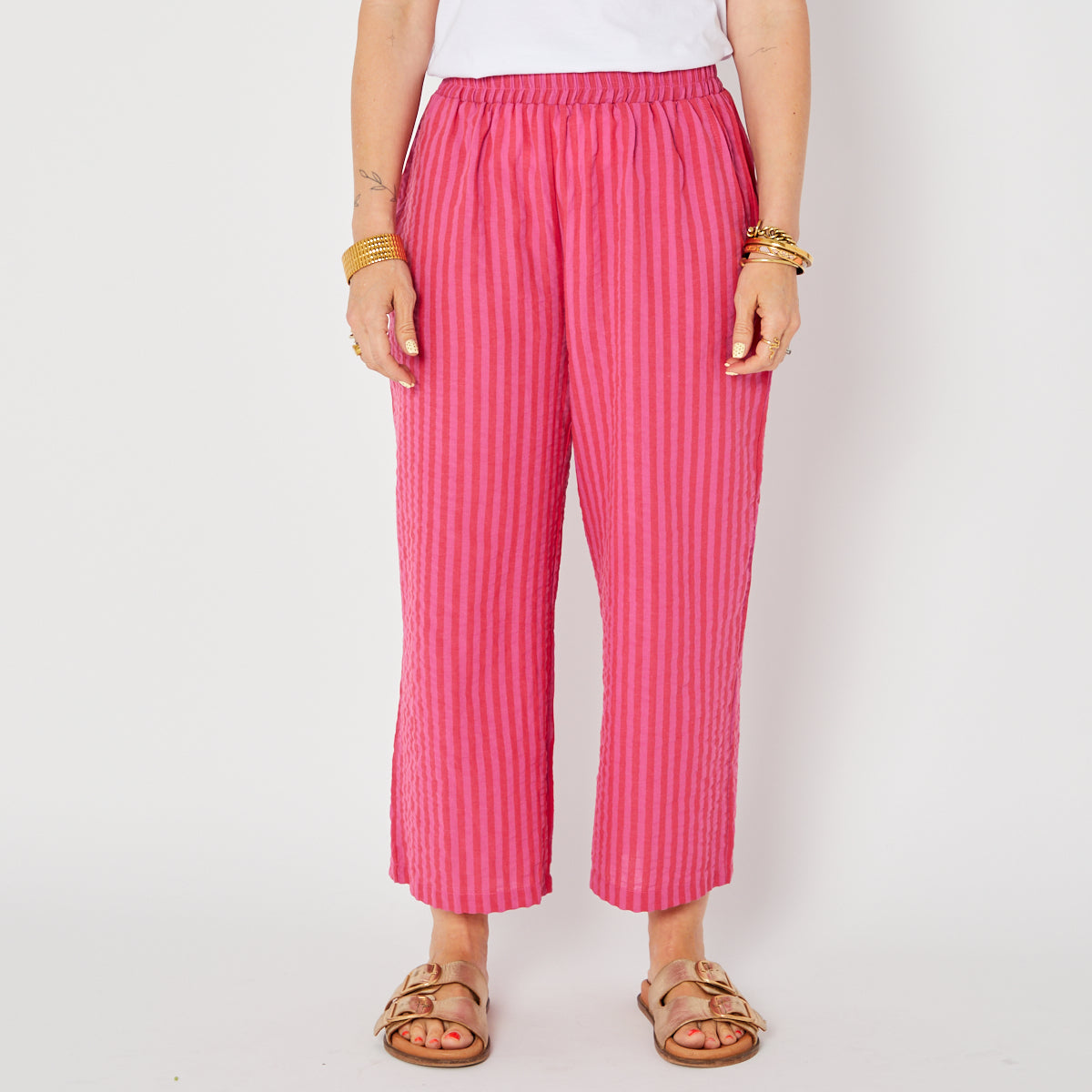 Pink Stripe Festival Trousers - Disko Kids