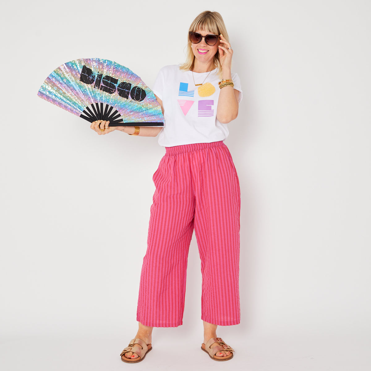 Striped Pink Cropped Trousers
