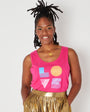 Hot Pink Patti Vest Rainbow Love design Disko Kids Womenswear