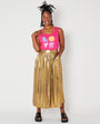Hot Pink Patti Vest Rainbow Love design Disko Kids Womenswear Metallic Gold Skirt