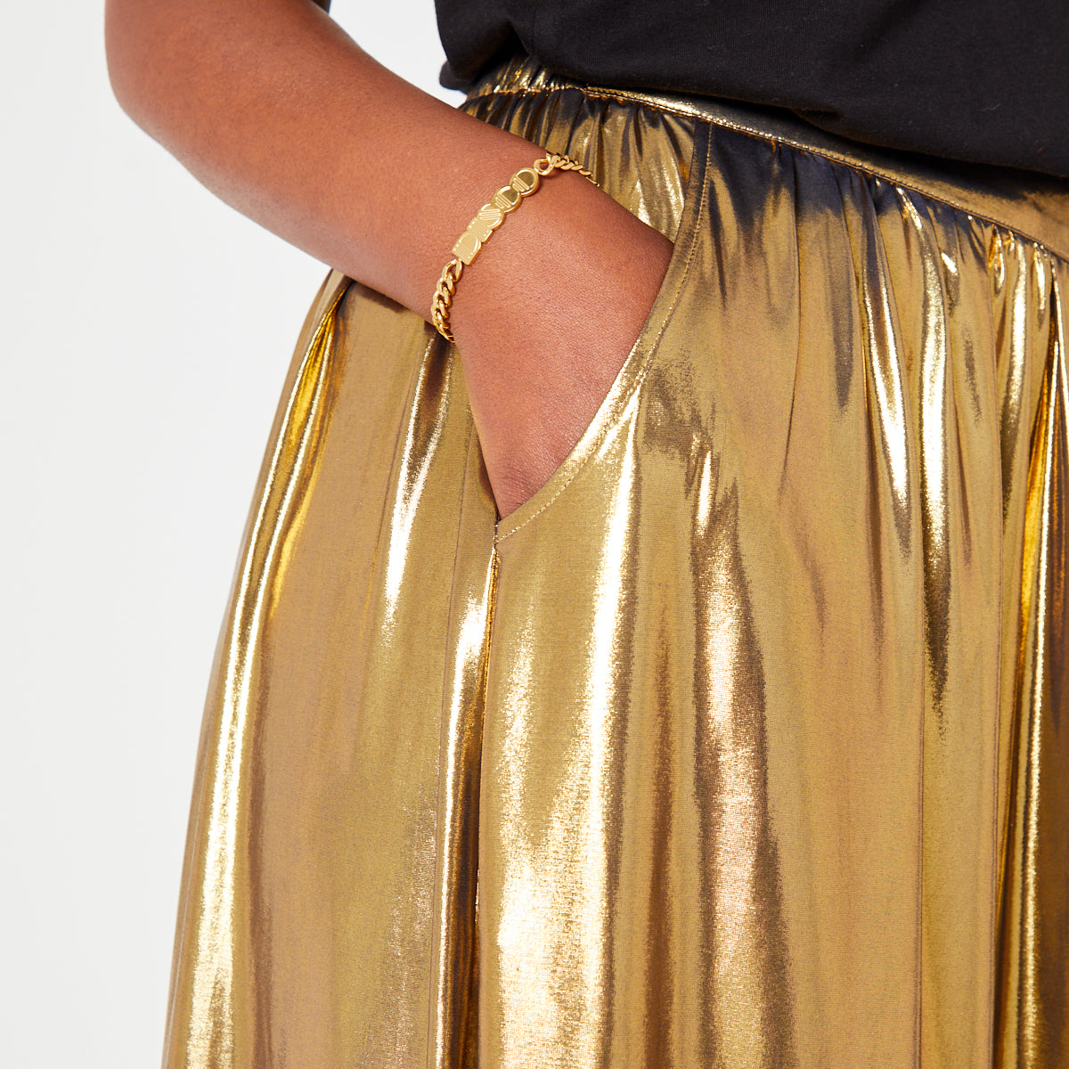 Disko Kids Gold Metallic Skirt Festival Holiday Summer A line skirt