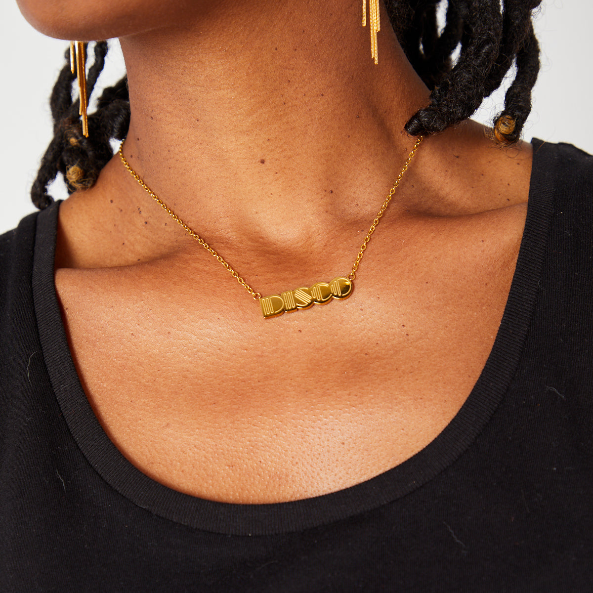 Small Gold Disco Pendant Necklace - Disko kids