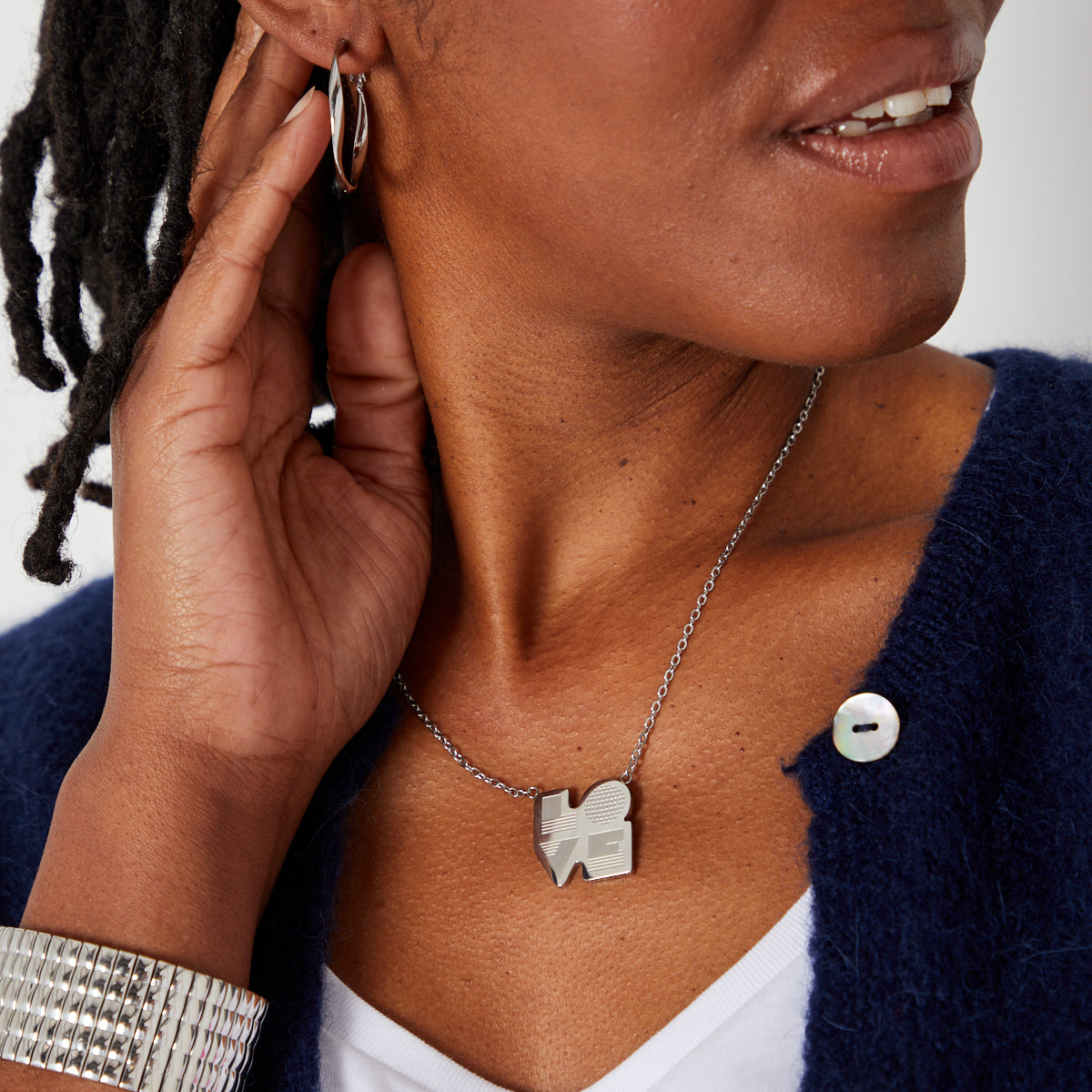 Love Is silver pendant necklace - Disko Kids