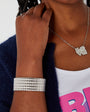 elasticated stretch silver cuff bracelet waterproof