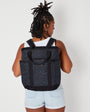 denim blue leopard fabric backpack