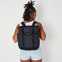 denim blue leopard fabric backpack