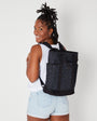 denim blue leopard fabric backpack