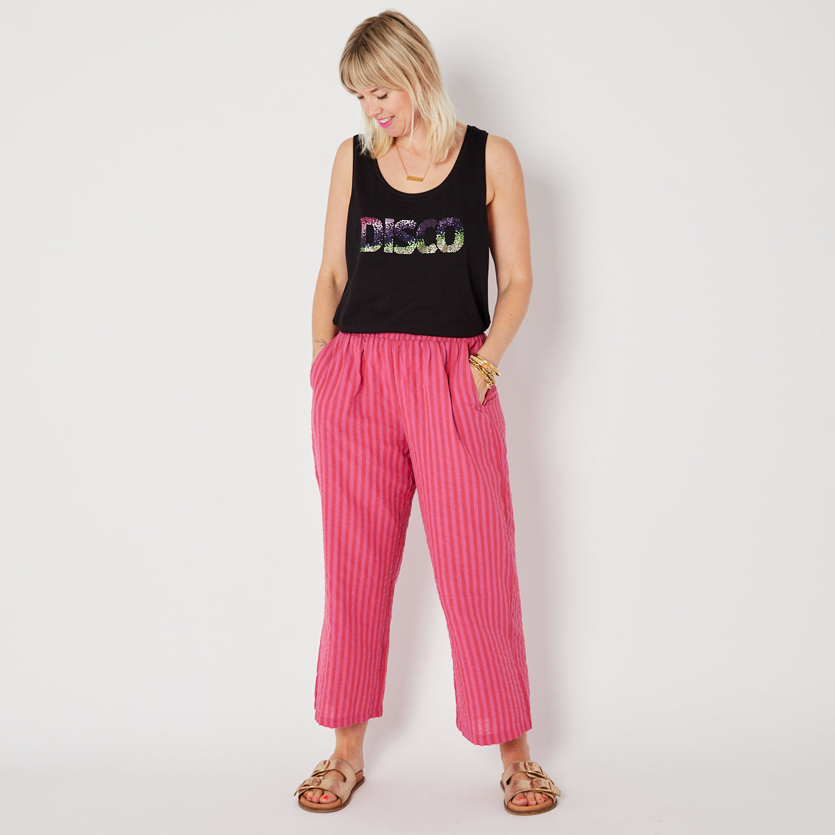 Pink Stripe Festival Trousers - Disko Kids
