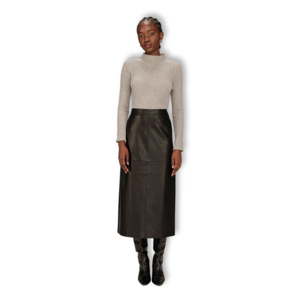Classic black faux leather skirt