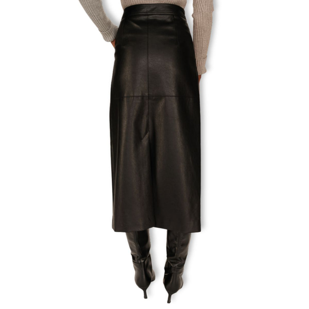 Classic black faux leather skirt