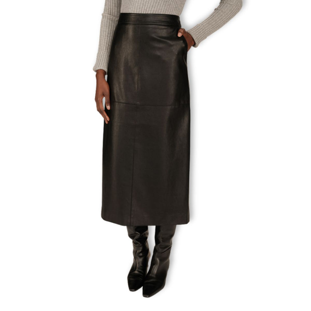 Classic black faux leather skirt