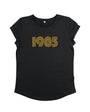 Womens 1985 black tshirt with gold print - Disko Kids