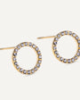 gold circle stud diamante earrings