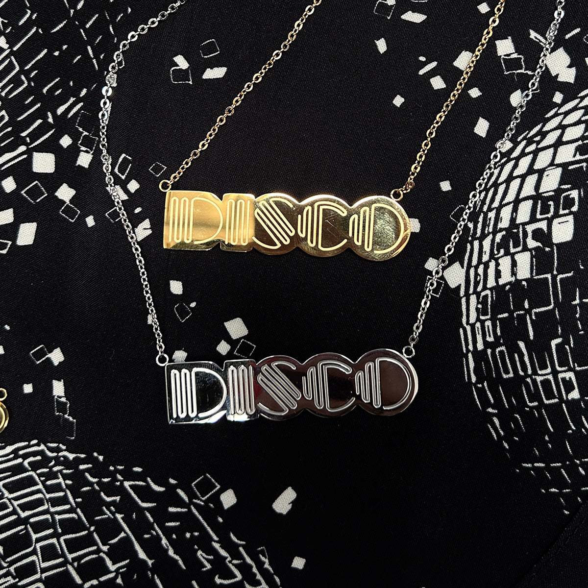 Small Gold Disco Pendant Necklace - Disko kids