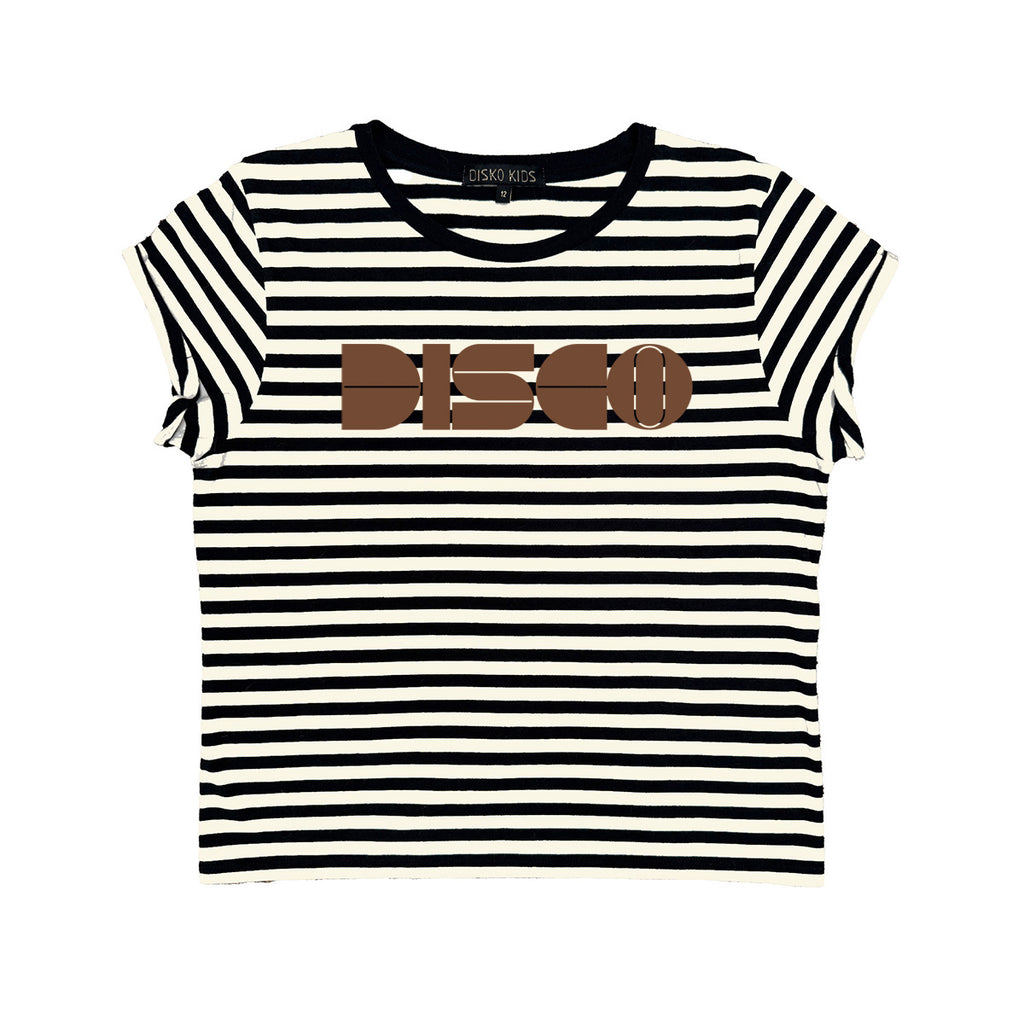 Disco Striped Tshirt Chocolate Brown Womens Disko Kids