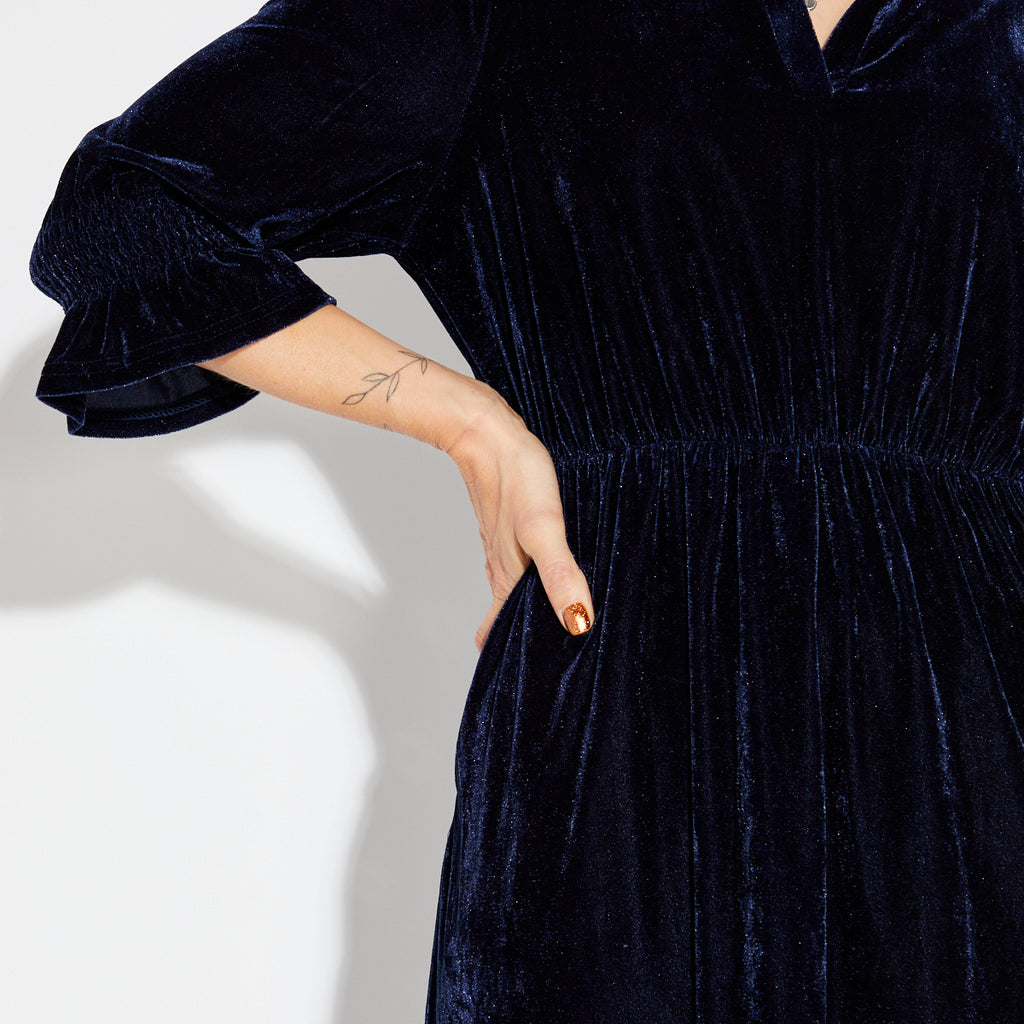 Dark blue velvet party dress Christmas - Disko Kids