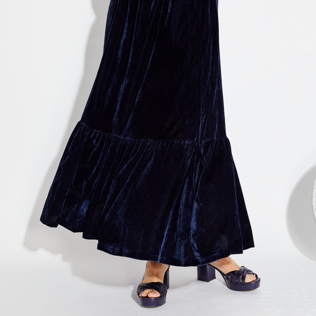 Dark blue velvet party dress Christmas - Disko Kids
